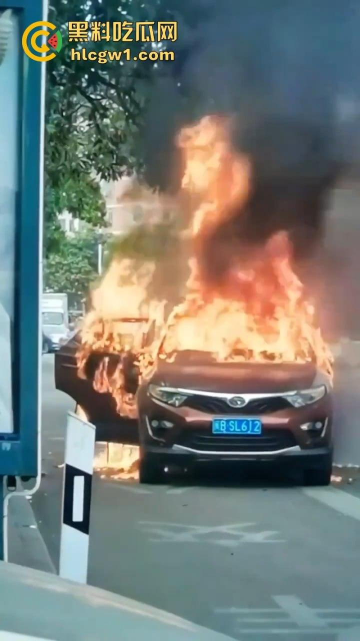 福建莆田一suv路边自燃 几分钟烧成空壳 现场实拍视频曝光-9
