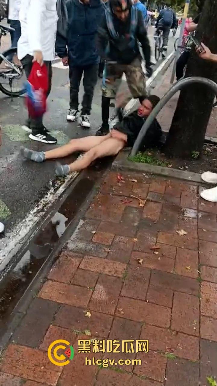 蛋痛!加州小偷扒钱包被抓现行 惨遭正义群众群体攻击 脱裤捏蛋:叫成这样是爆了吗?-4